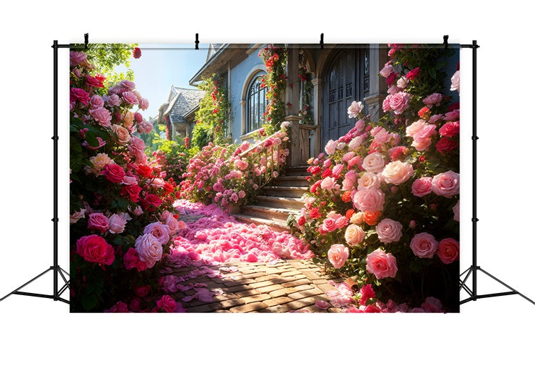 Photography Valentine Backdrop Idyllic Rose Home Entrance Backdrop UK BRP11-427