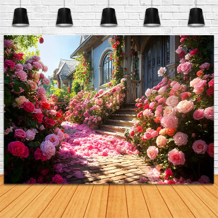 Photography Valentine Backdrop Idyllic Rose Home Entrance Backdrop UK BRP11-427