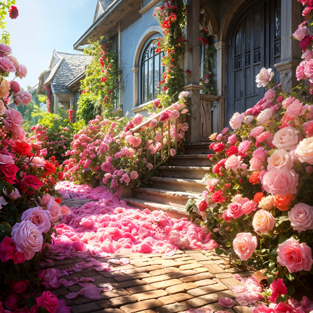 Photography Valentine Backdrop Idyllic Rose Home Entrance Backdrop UK BRP11-427