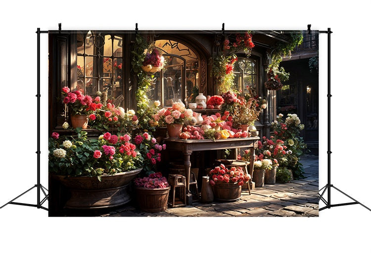 Photography Valentines Backdrop Flower Shop Overflowing Blooms Backdrop UK BRP11-428