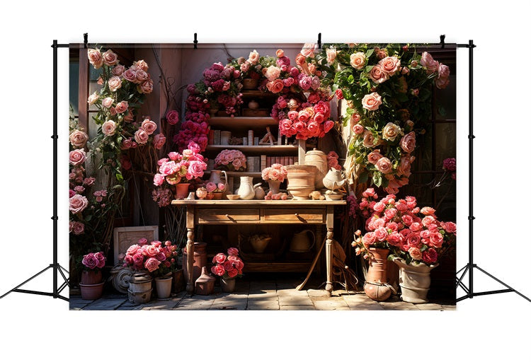 Valentine Photo Booth Backdrop Rose Arrangements Shelf Backdrop UK BRP11-430