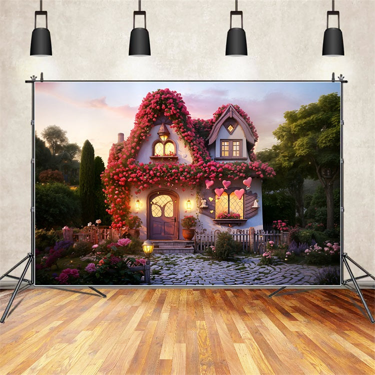 Valentines Photo Backdrops Floral Cottage Charming Lights Backdrop UK BRP11-434