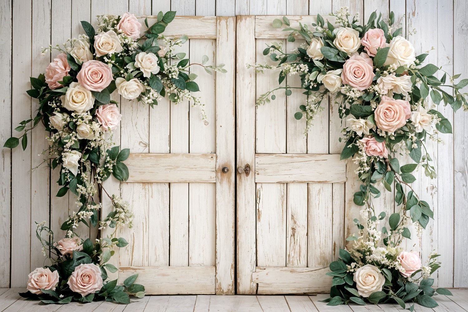 Backdrops For Valentines Day Wooden Door Floral Backdrop UK BRP11-438