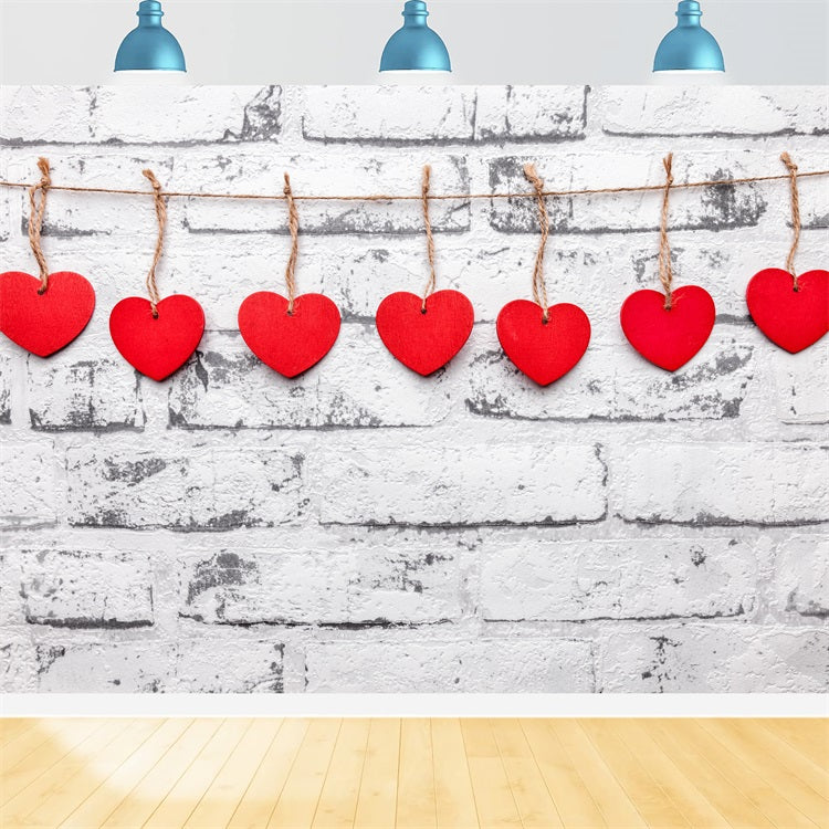 Backdrop Valentine's Day Brick Wall Hanging Hearts Backdrop UK BRP11-447