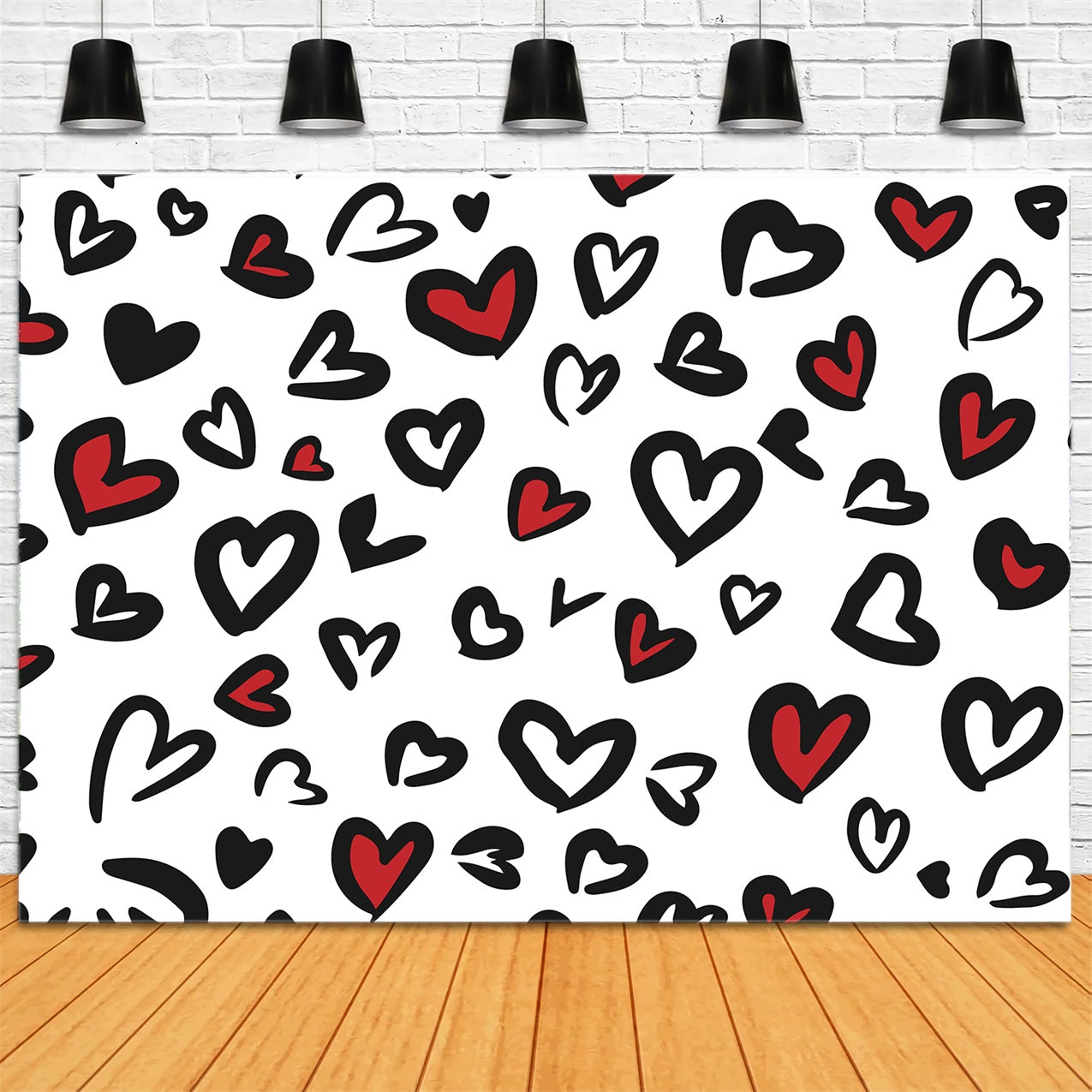 Valentine's Day Photography Backdrops Hand-Drawn Heart Love Backdrop UK BRP11-448