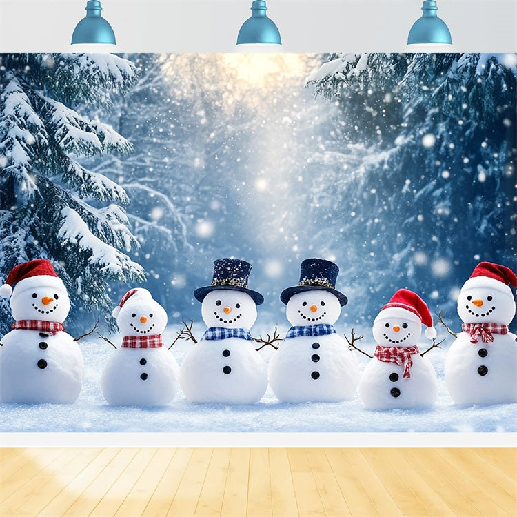 Winter Photo Backdrop Cheerful Snowmen Festive Backdrop UK BRP11-45