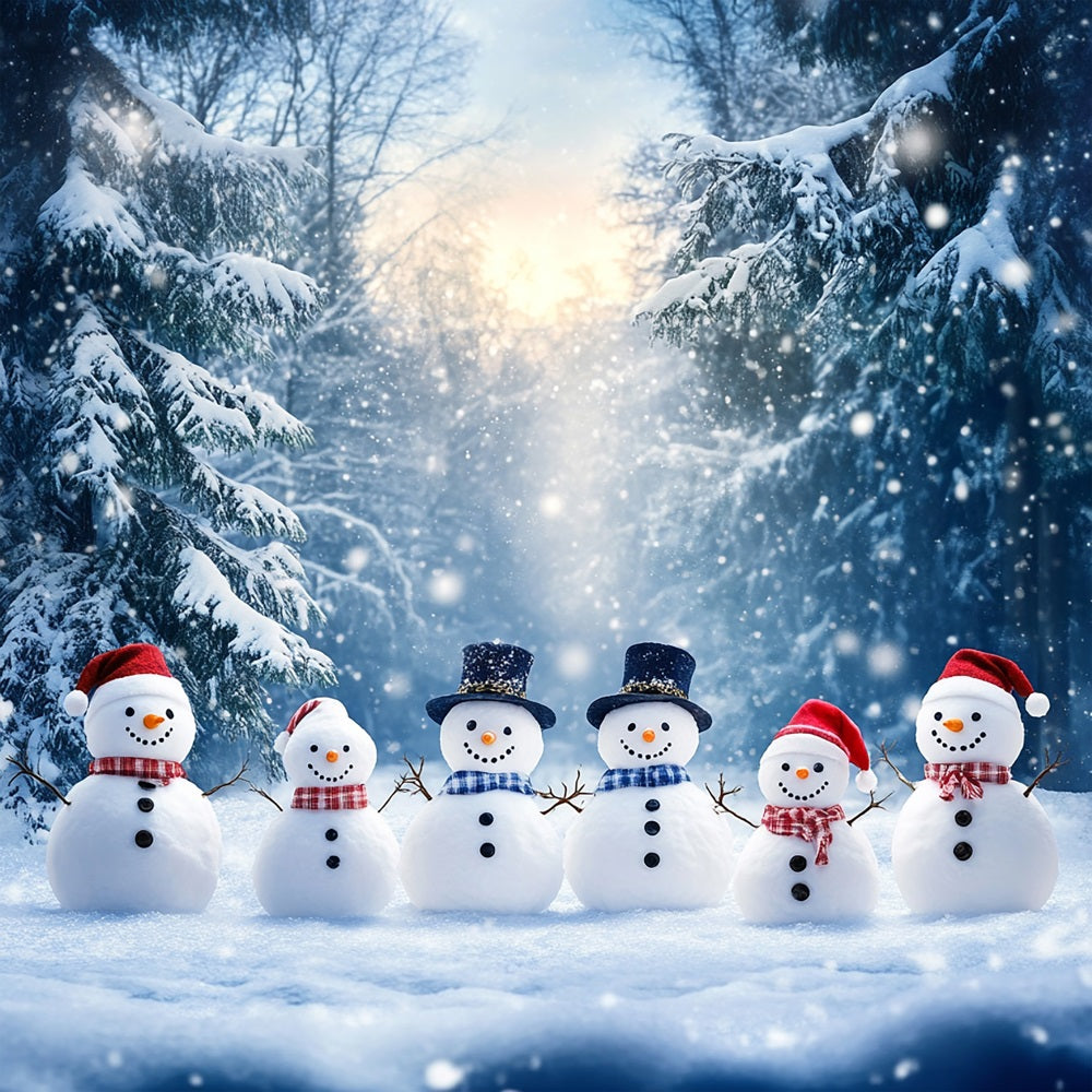 Winter Photo Backdrop Cheerful Snowmen Festive Backdrop UK BRP11-45