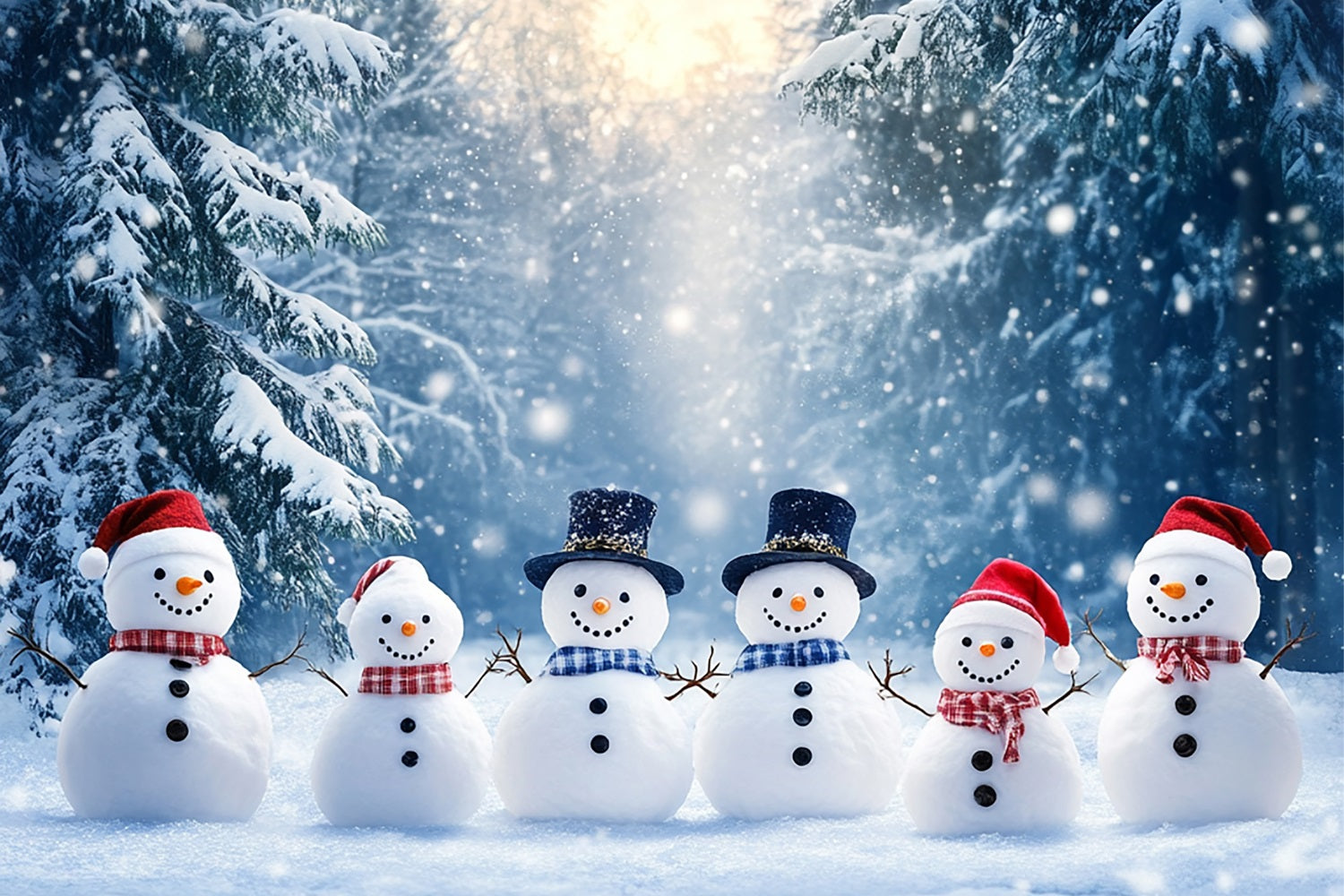 Winter Photo Backdrop Cheerful Snowmen Festive Backdrop UK BRP11-45