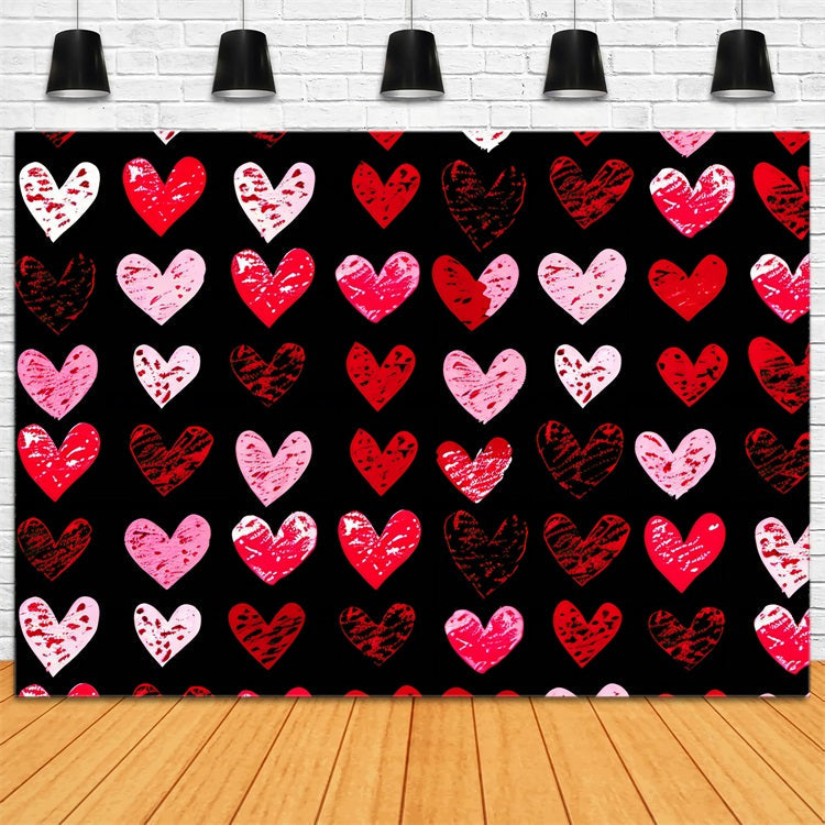 Valentine Backdrop Photography Scribbled Textured Hearts Love Backdrop UK BRP11-452