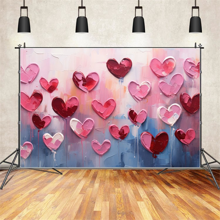 Backdrops Valentines Painted Hearts Textured Art Backdrop UK BRP11-454