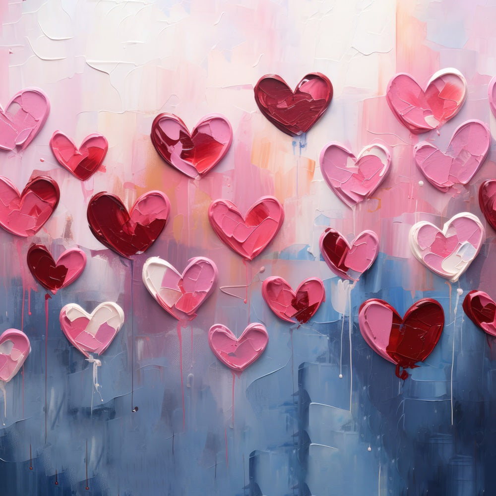 Backdrops Valentines Painted Hearts Textured Art Backdrop UK BRP11-454