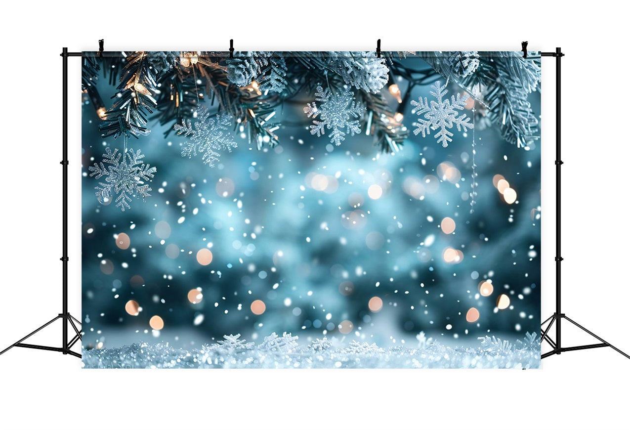 Photo Backdrop Winter Tree Lights Snowflakes Backdrop UK BRP11-458