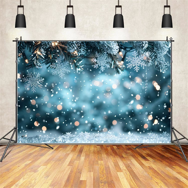 Photo Backdrop Winter Tree Lights Snowflakes Backdrop UK BRP11-458