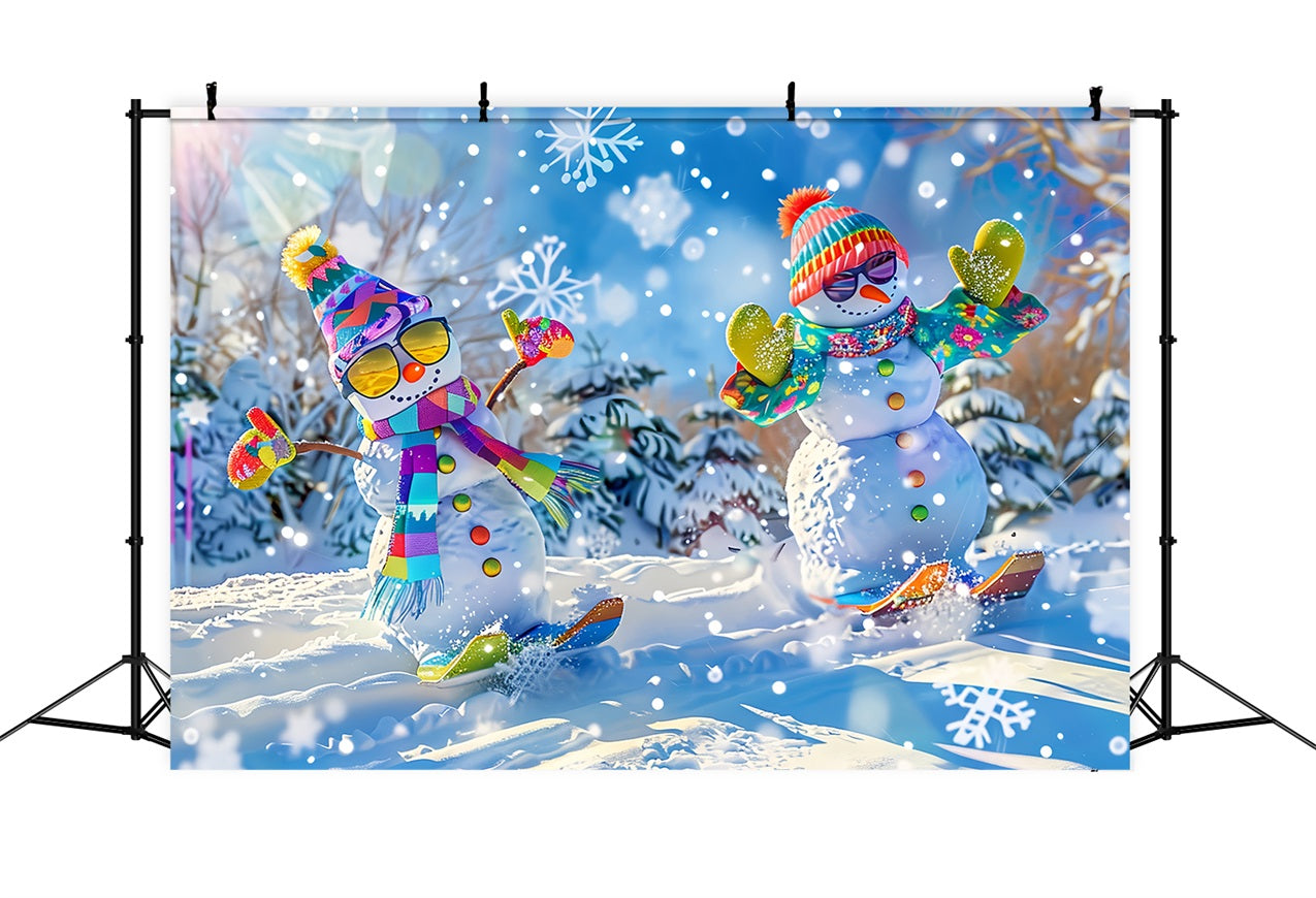 Winter Backdrop Playful Snowmen Snowy Wonderland Backdrop UK BRP11-46