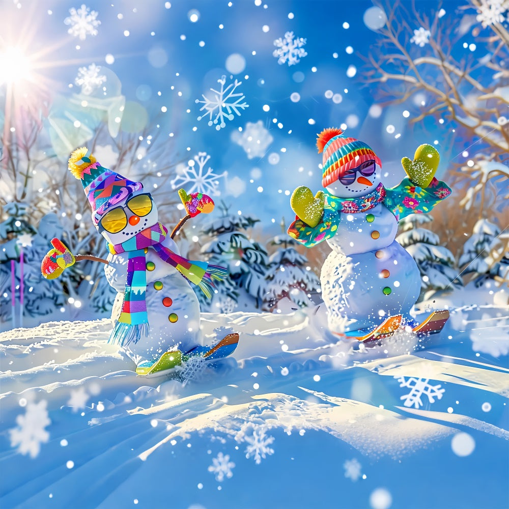 Winter Backdrop Playful Snowmen Snowy Wonderland Backdrop UK BRP11-46