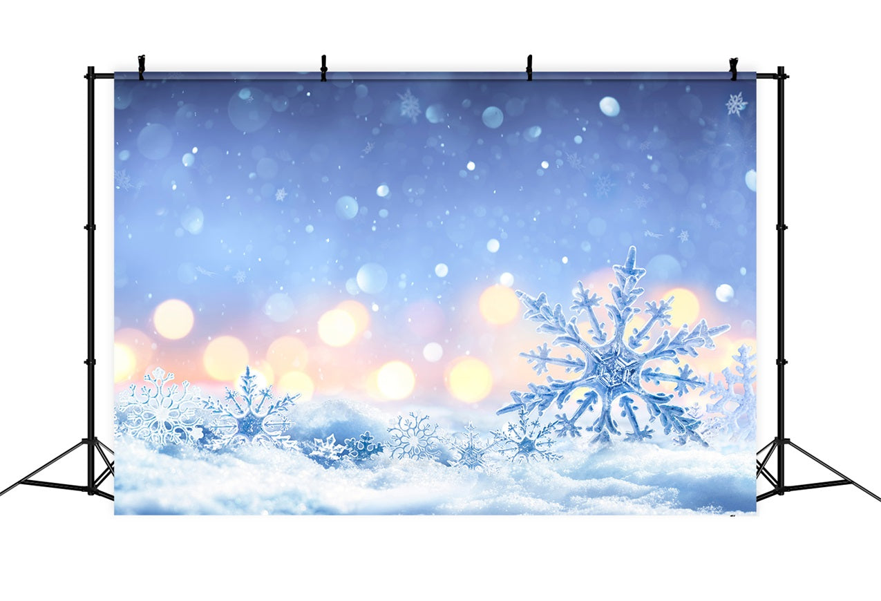 Winter Backdrop Snowy Night Frosted Snowflakes Backdrop UK BRP11-460