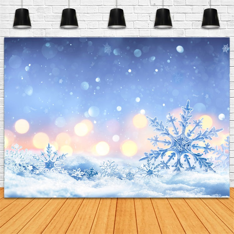 Winter Backdrop Snowy Night Frosted Snowflakes Backdrop UK BRP11-460