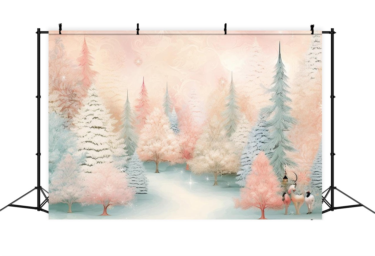 Winter Backdrops Pink Blue Forest Photography Backdrop UK BRP11-461