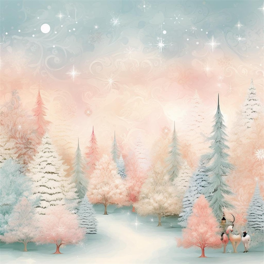 Winter Backdrops Pink Blue Forest Photography Backdrop UK BRP11-461