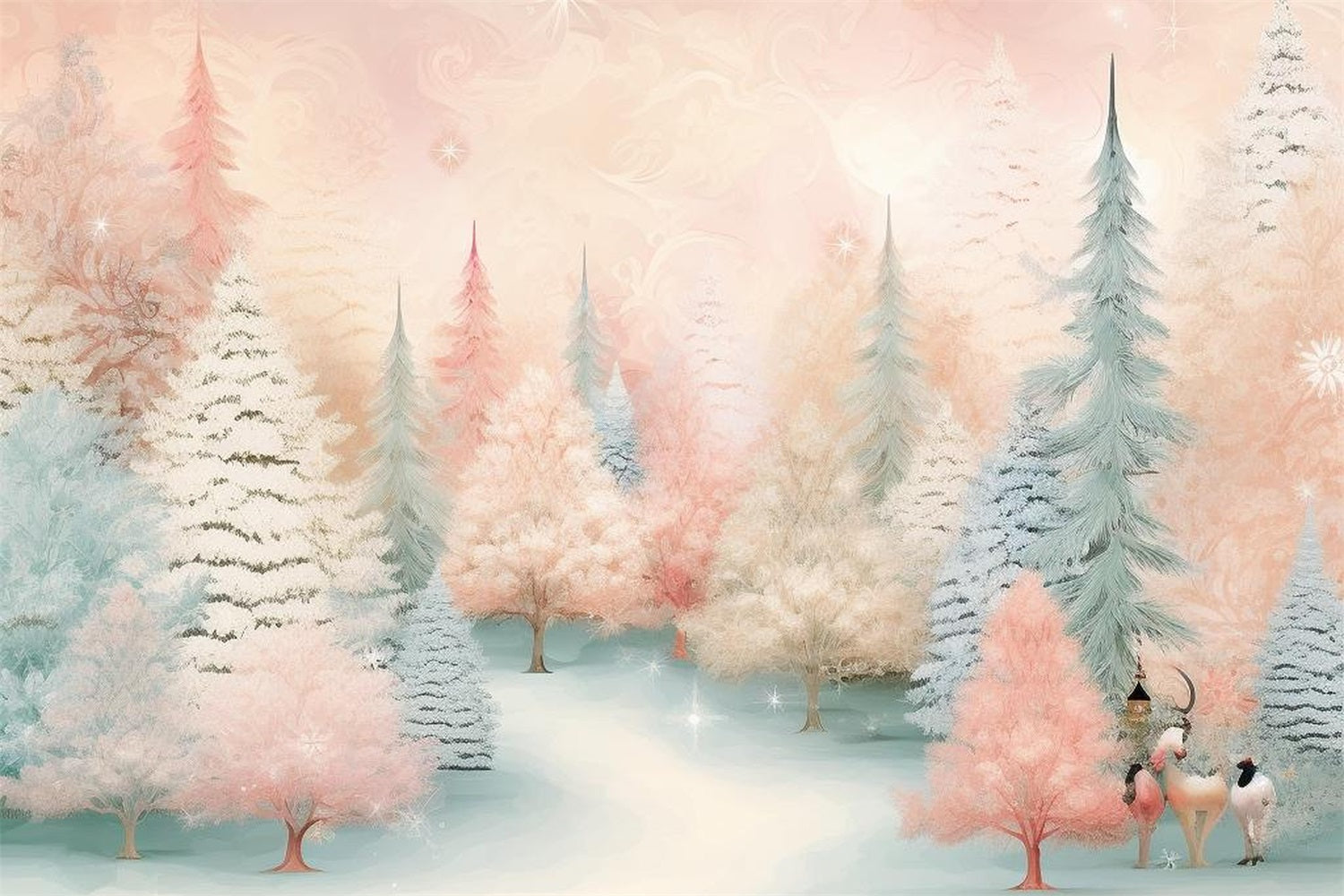 Winter Backdrops Pink Blue Forest Photography Backdrop UK BRP11-461