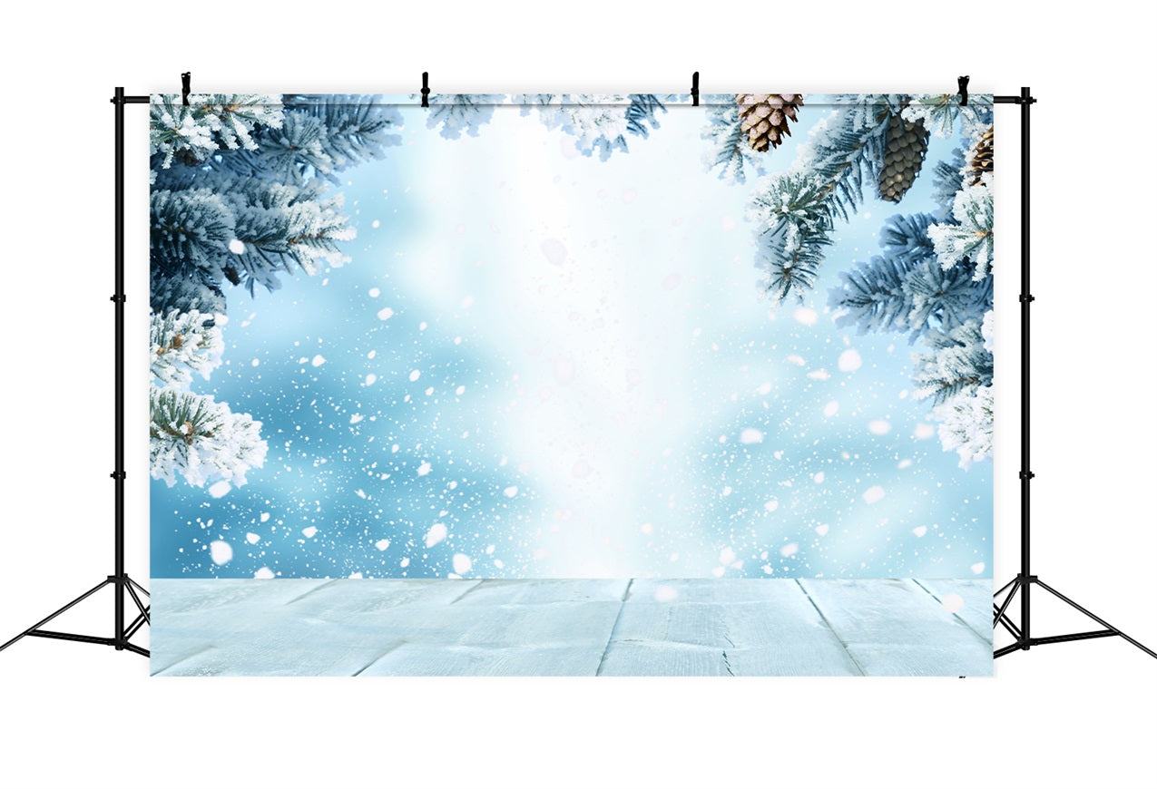 Winter Photo Backdrop Snowy Trees Falling Snowflakes Backdrop UK BRP11-468