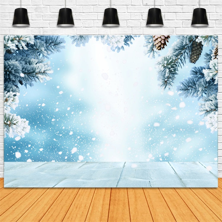 Winter Photo Backdrop Snowy Trees Falling Snowflakes Backdrop UK BRP11-468