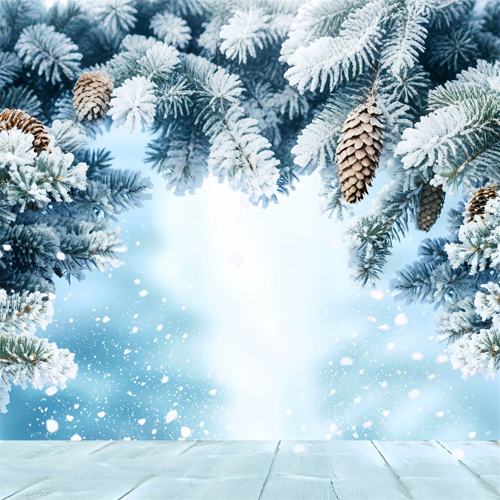 Winter Photo Backdrop Snowy Trees Falling Snowflakes Backdrop UK BRP11-468