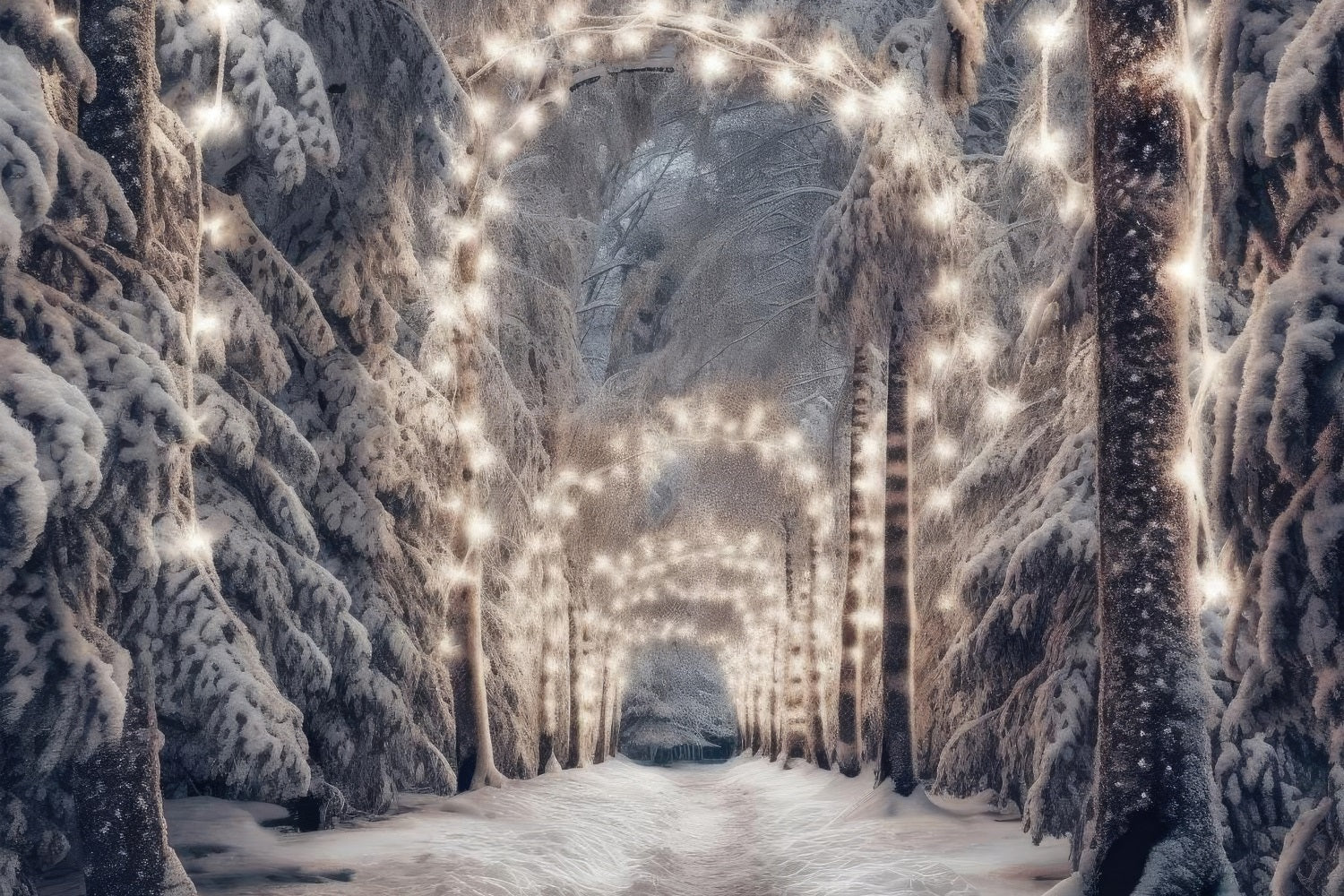 Winter Wonderland Backdrop Pathway Lights Snow Backdrop UK BRP11-469