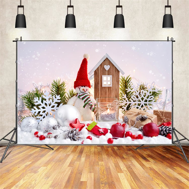 Winter Scene Backdrops Snowman Christmas Decorations Gifts Backdrop UK BRP11-470