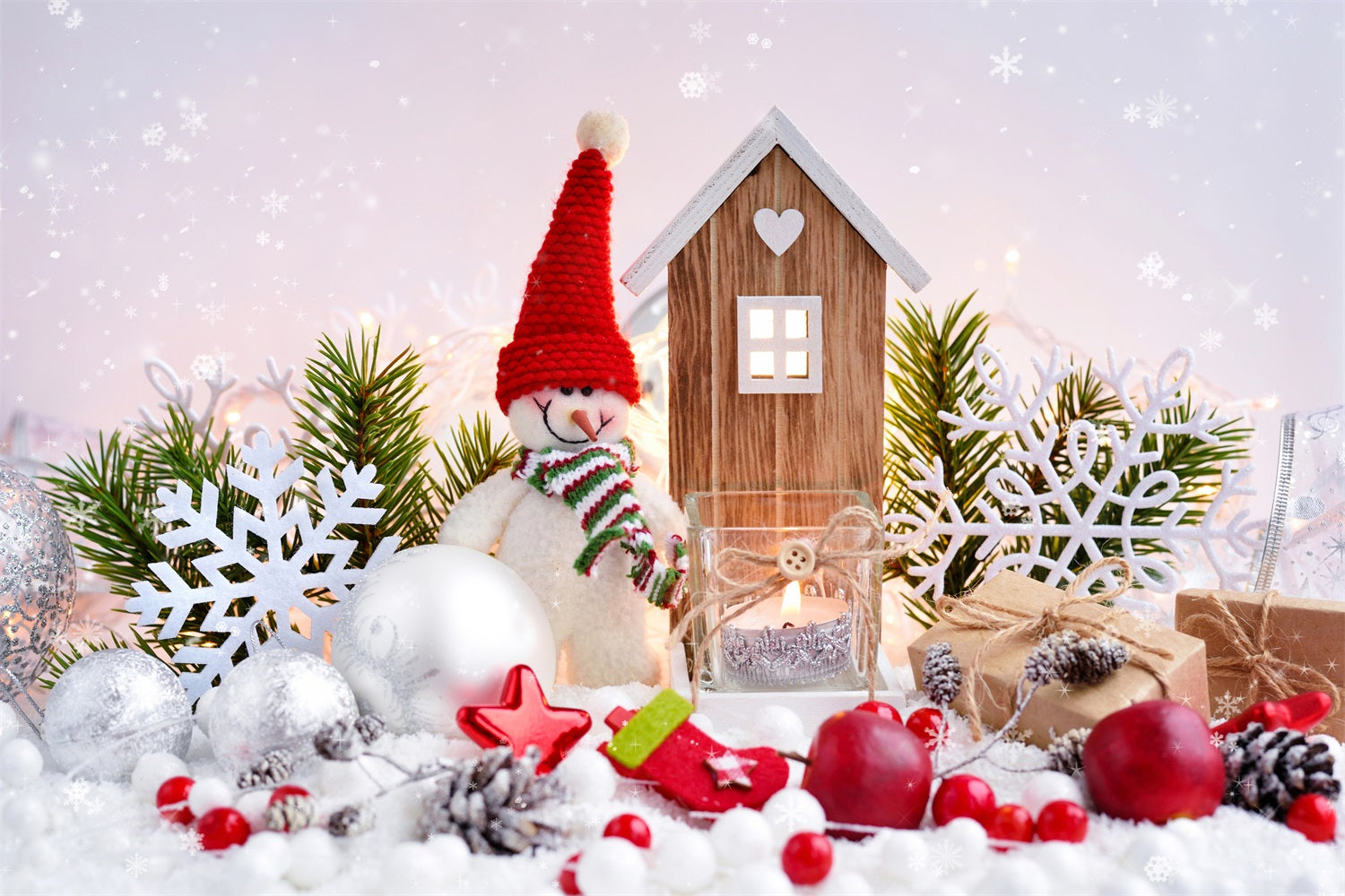 Winter Scene Backdrops Snowman Christmas Decorations Gifts Backdrop UK BRP11-470