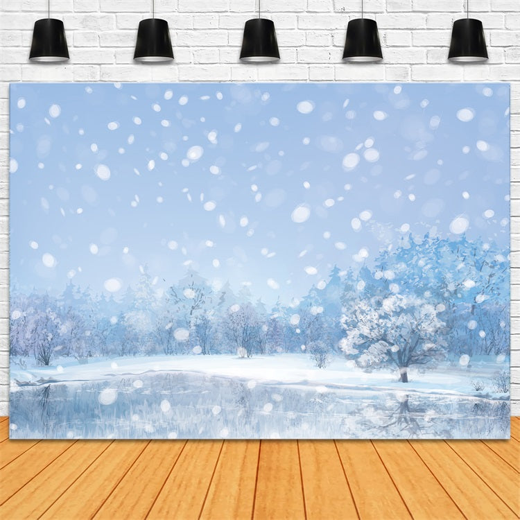 Winter Backdrops Snow-Covered Trees Falling Snowflakes Backdrop UK BRP11-476