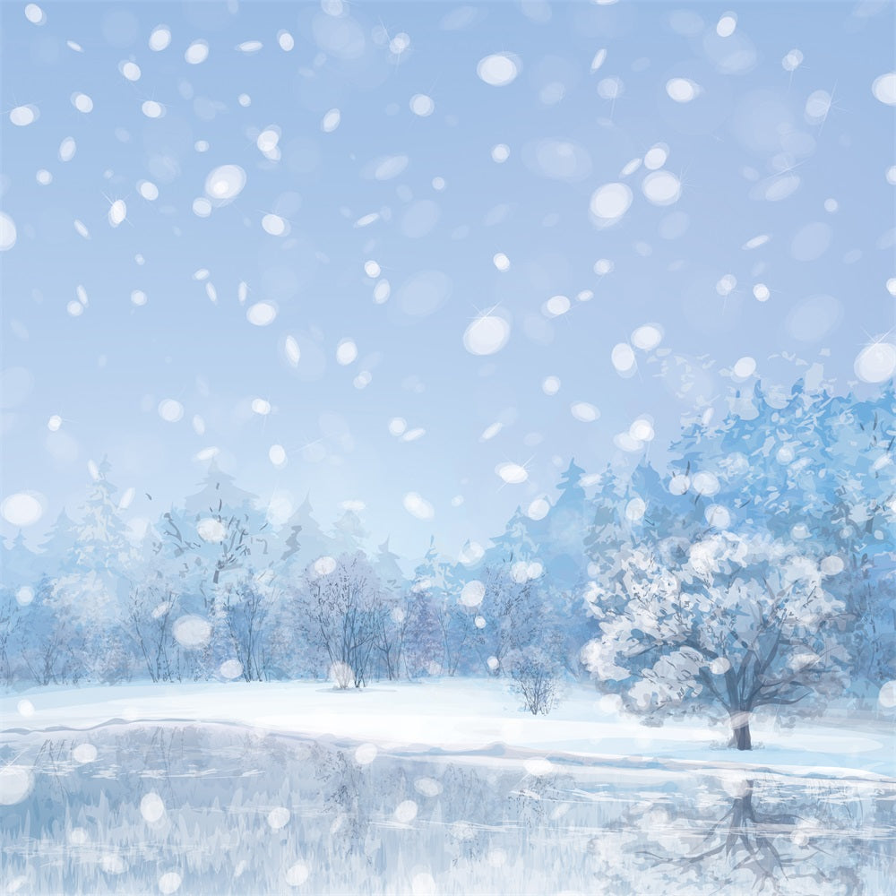 Winter Backdrops Snow-Covered Trees Falling Snowflakes Backdrop UK BRP11-476