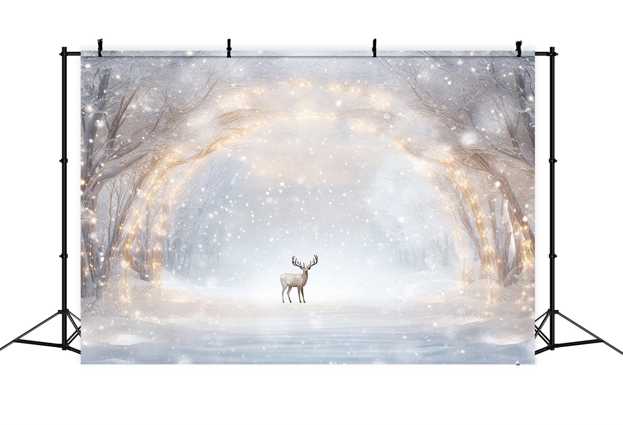 Winter Scene Backdrop Snowy Pathway Glow Reindeer Backdrop UK BRP11-477