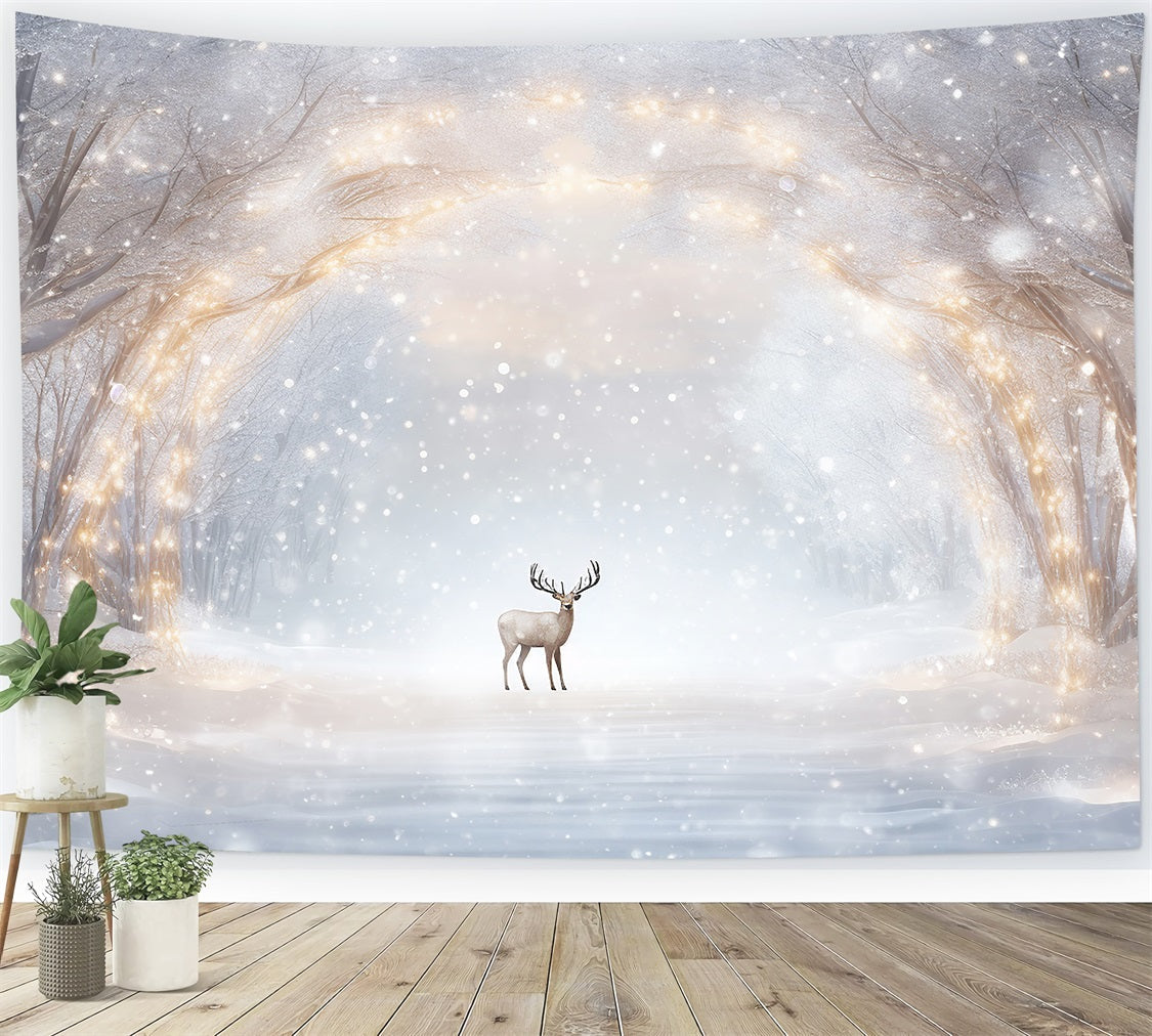 Winter Scene Backdrop Snowy Pathway Glow Reindeer Backdrop UK BRP11-477