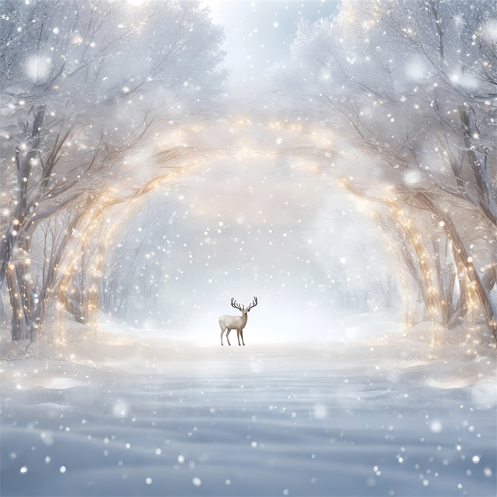 Winter Scene Backdrop Snowy Pathway Glow Reindeer Backdrop UK BRP11-477