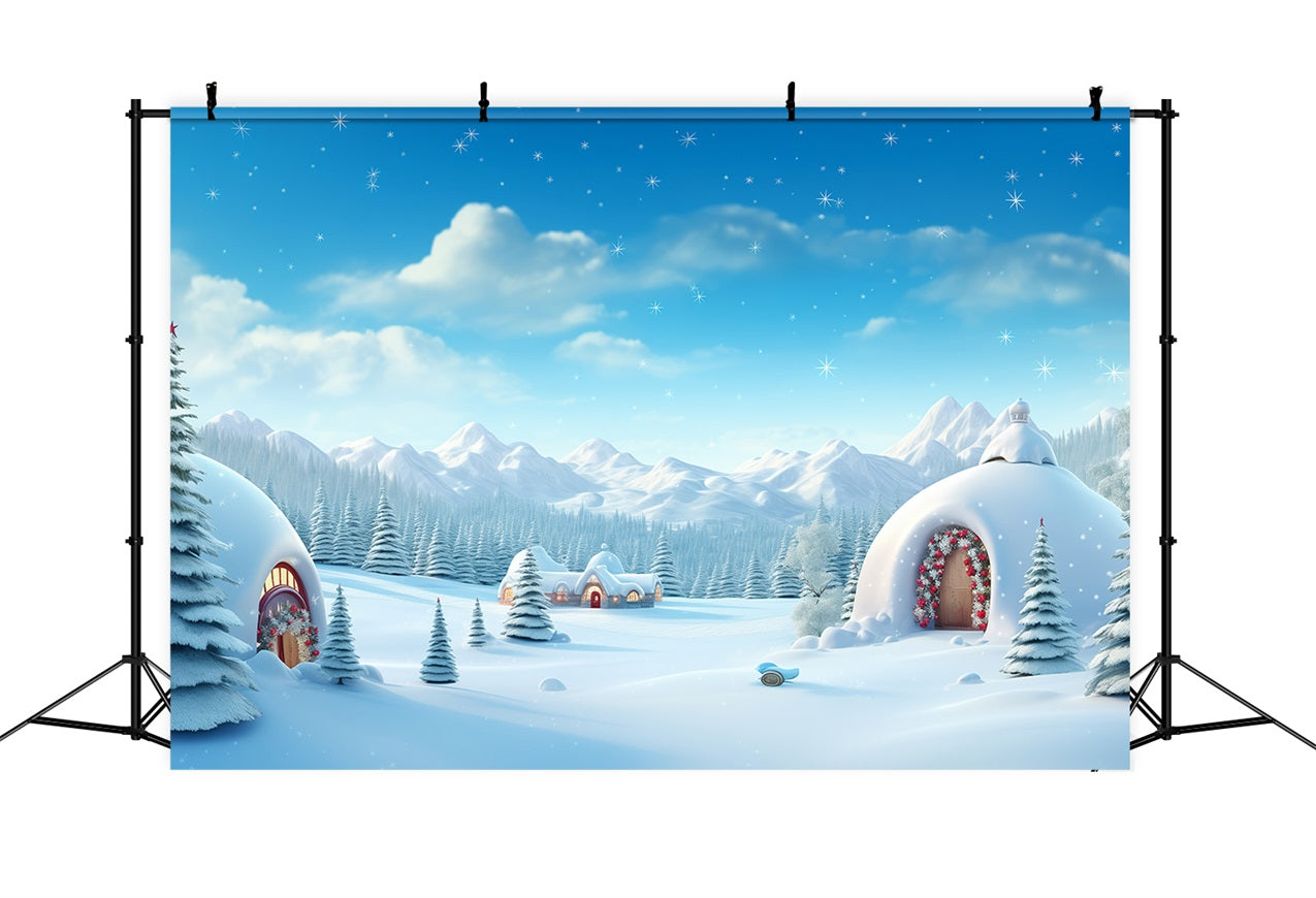 Winter Wonderland Backdrop Igloos Snowy Peaks Backdrop UK BRP11-48