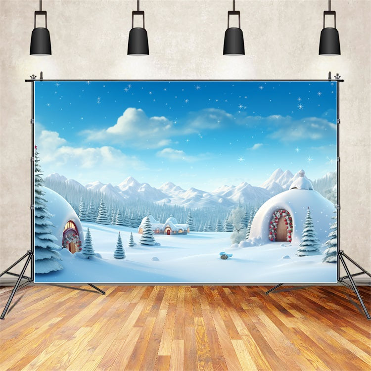 Winter Wonderland Backdrop Igloos Snowy Peaks Backdrop UK BRP11-48