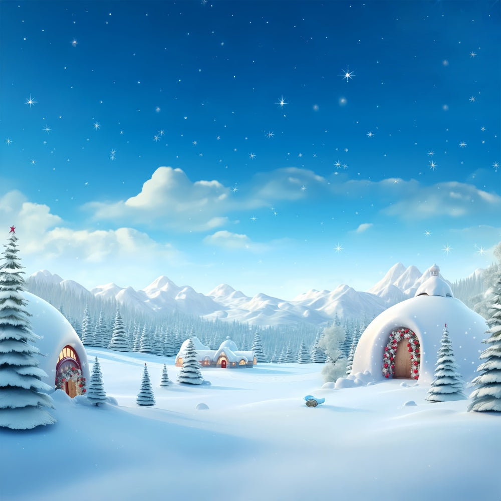 Winter Wonderland Backdrop Igloos Snowy Peaks Backdrop UK BRP11-48