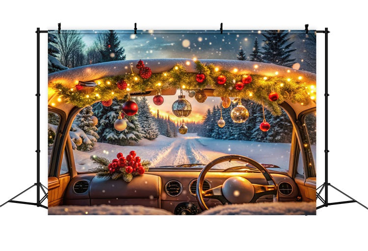 Winter Forest Backdrop Christmas Decor Snowy Drive Backdrop UK BRP11-480