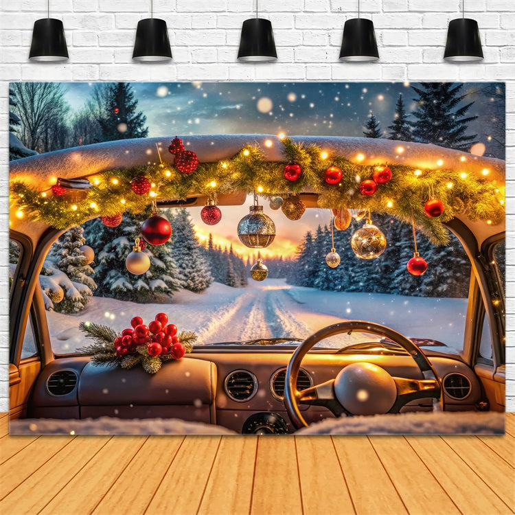 Winter Forest Backdrop Christmas Decor Snowy Drive Backdrop UK BRP11-480