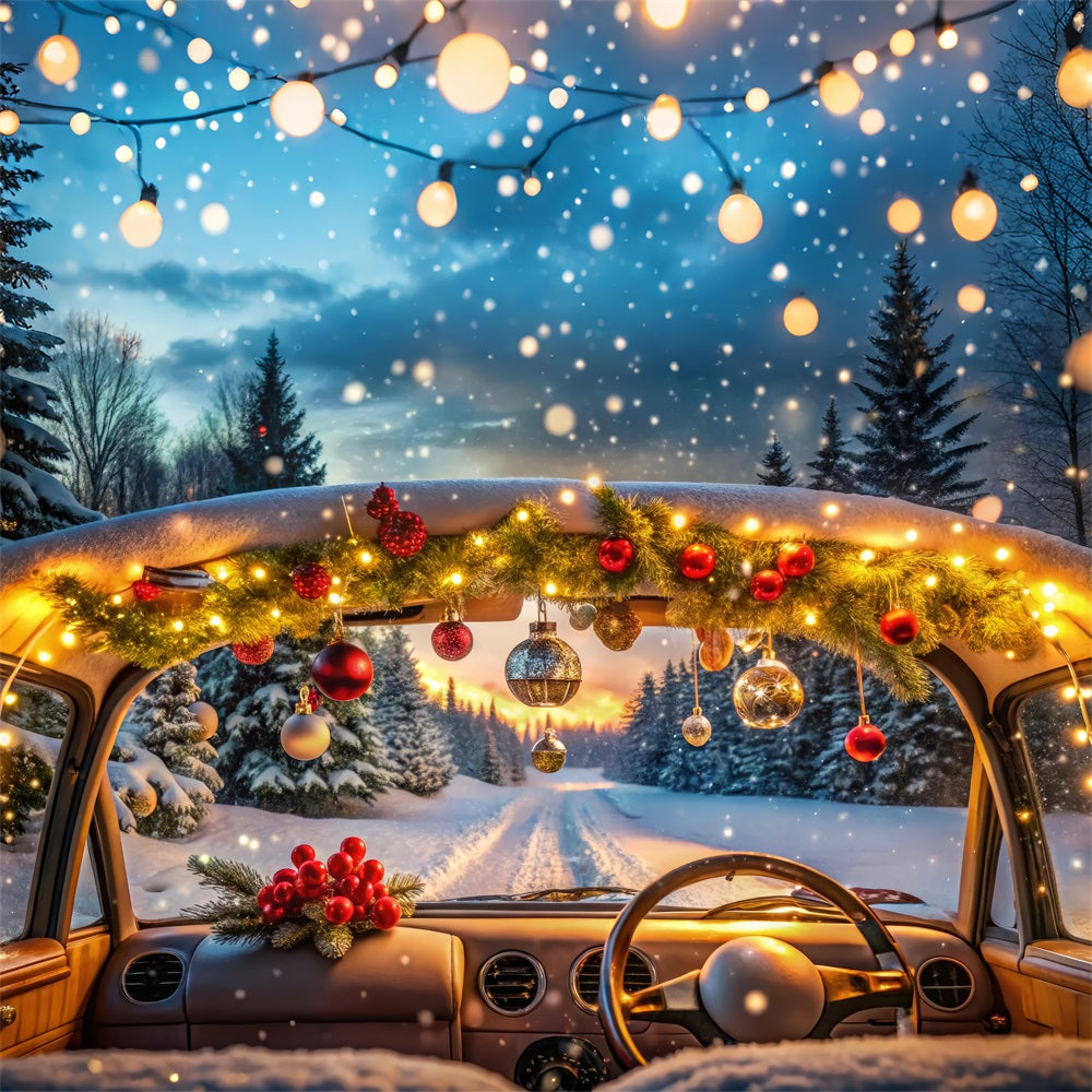 Winter Forest Backdrop Christmas Decor Snowy Drive Backdrop UK BRP11-480