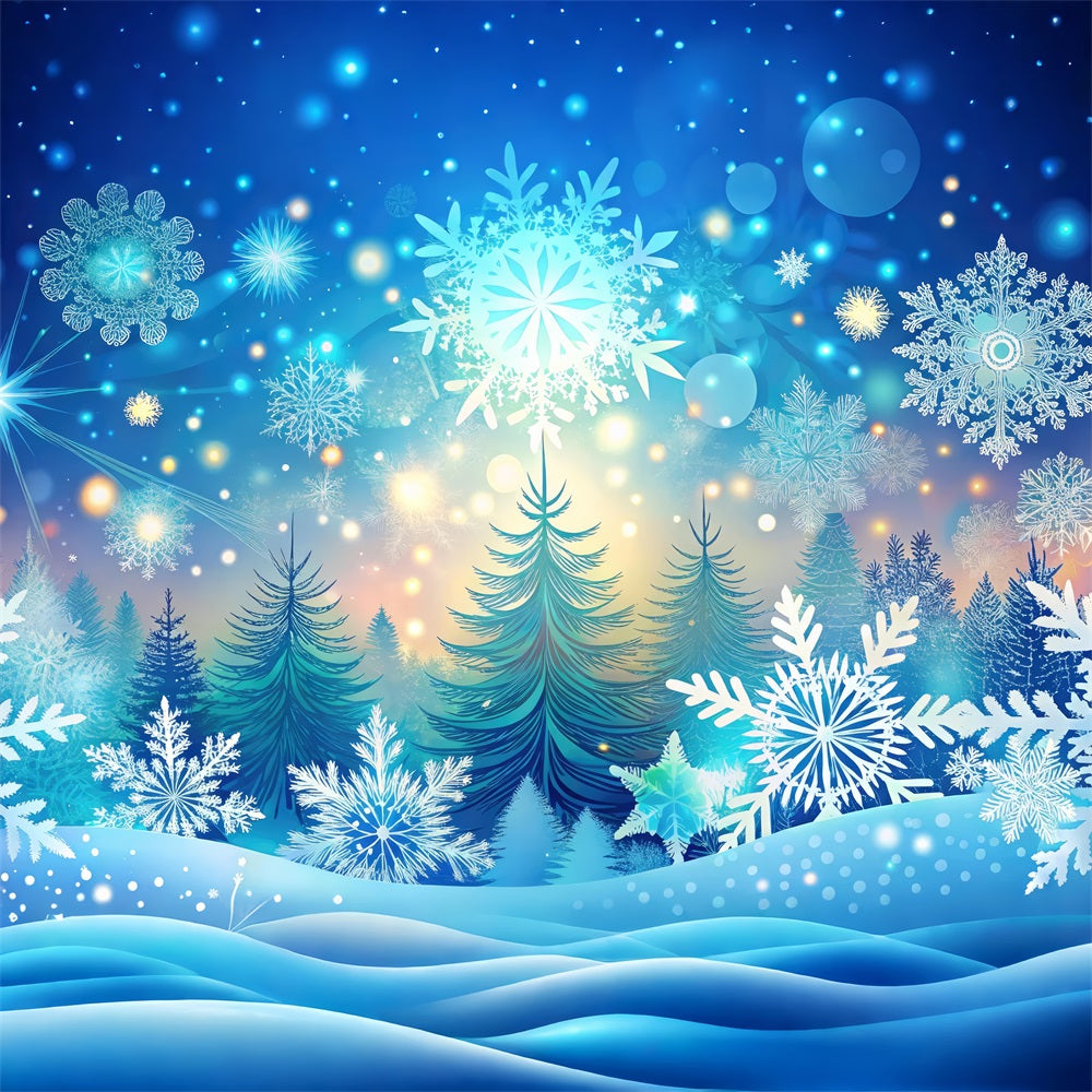 Winter Wonderland Photo Backdrop Snowflakes Radiant Trees Backdrop UK BRP11-482