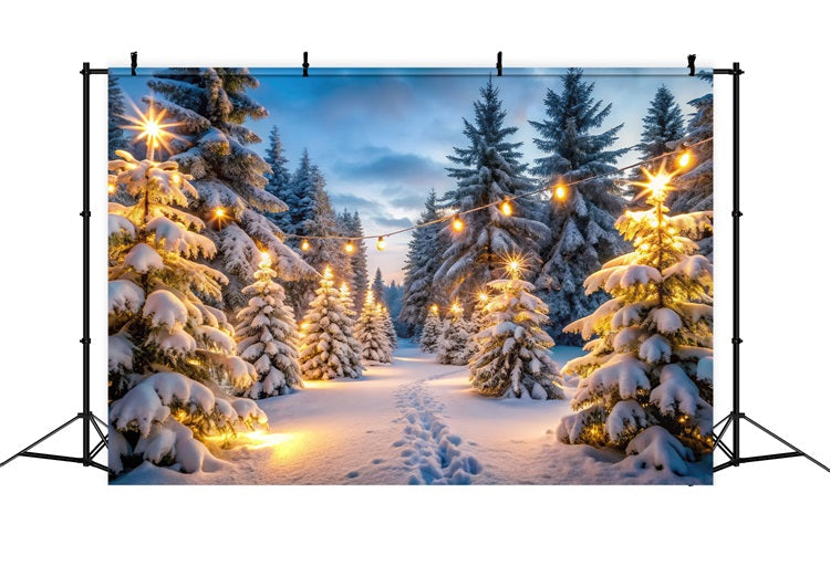 Winter Wonderland Backdrops Snowy Forest Lights Backdrop UK BRP11-486