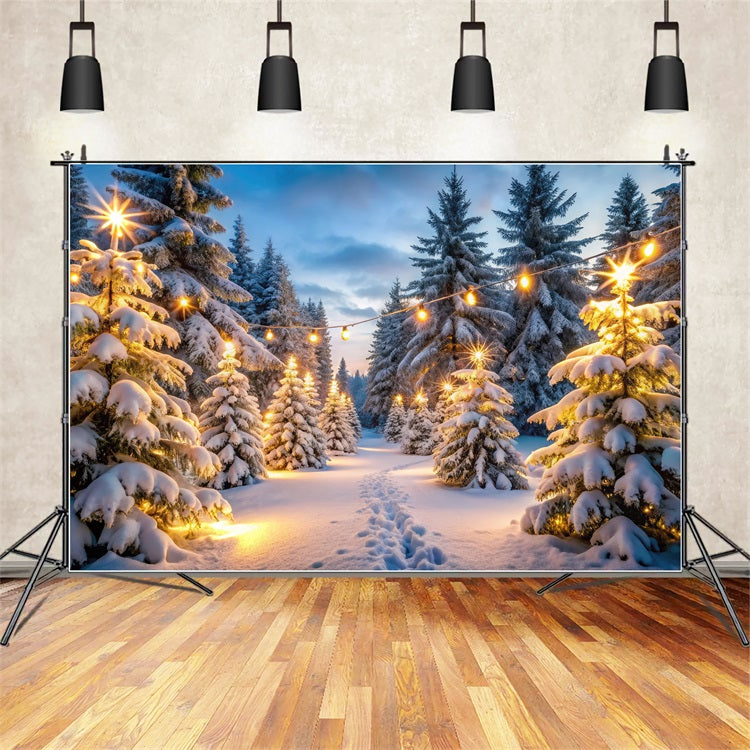 Winter Wonderland Backdrops Snowy Forest Lights Backdrop UK BRP11-486