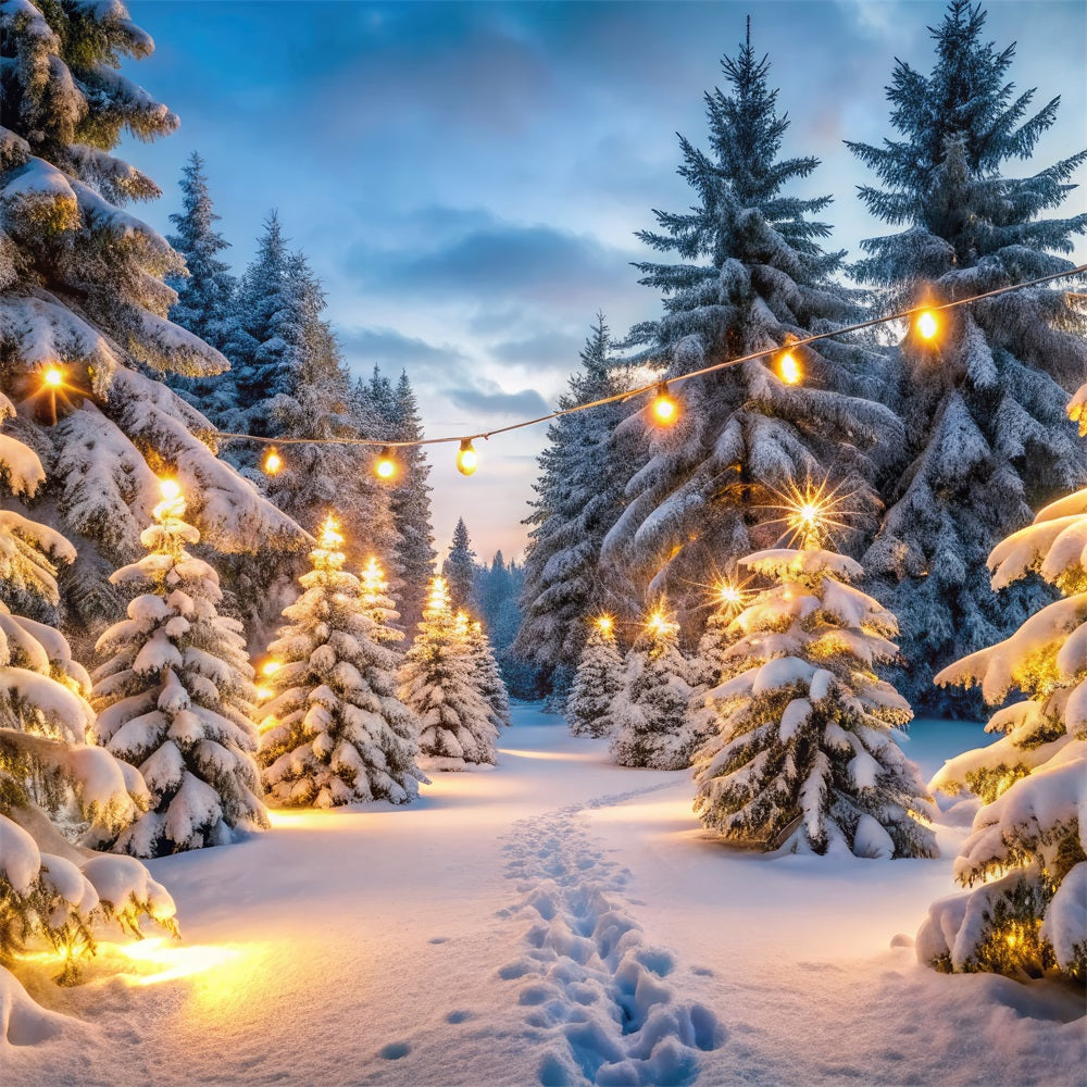 Winter Wonderland Backdrops Snowy Forest Lights Backdrop UK BRP11-486