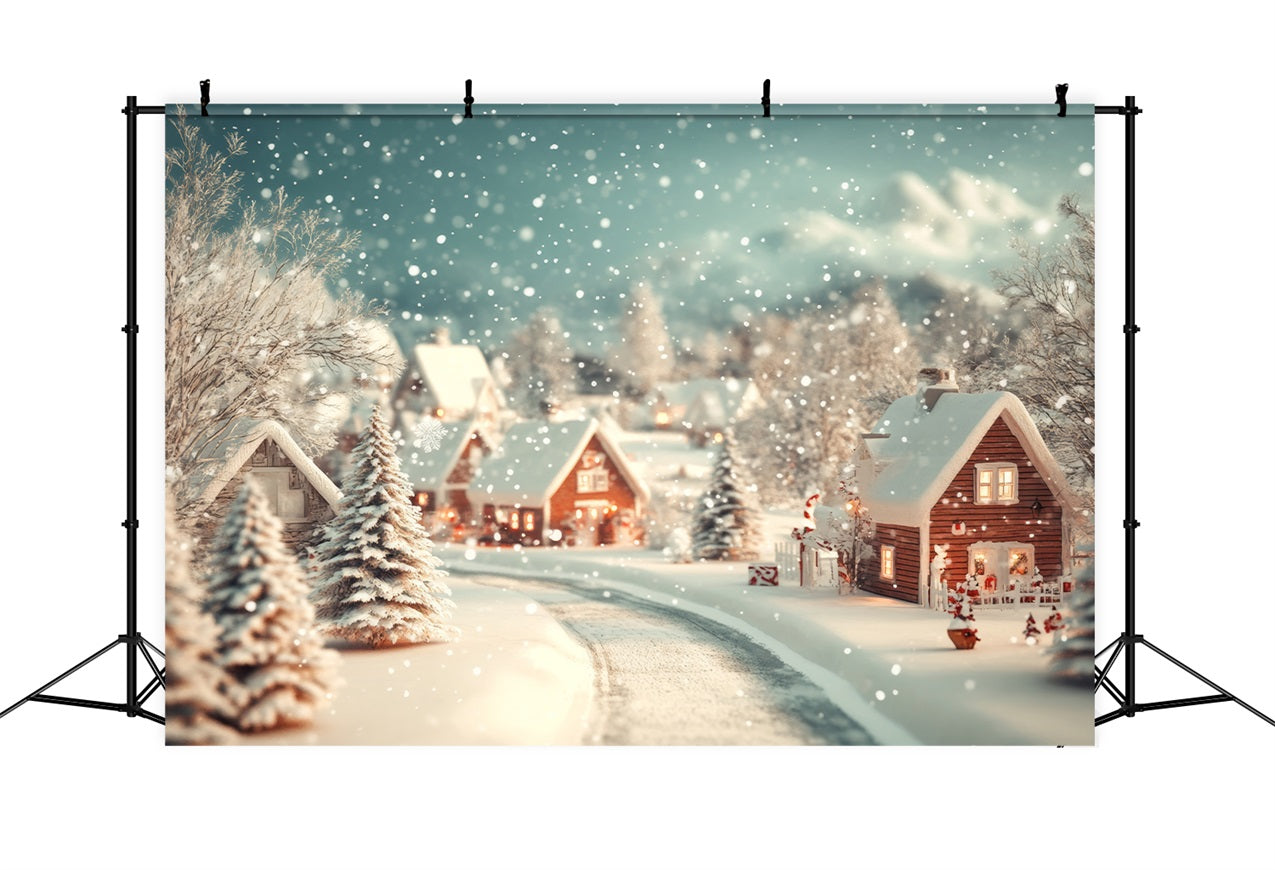 Winter Backdrop Cozy Village Snowfall Backdrop UK BRP11-487