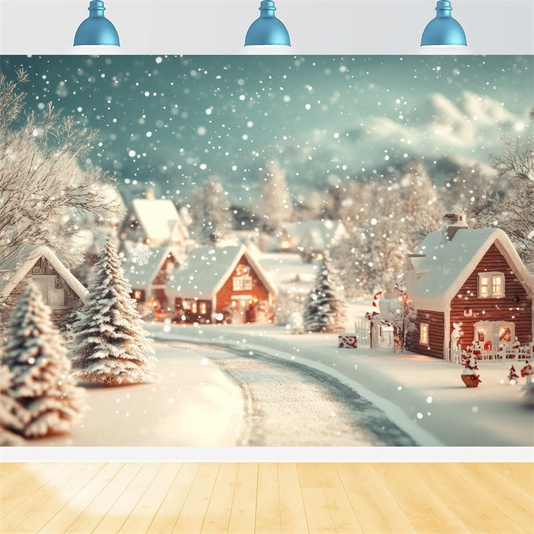 Winter Backdrop Cozy Village Snowfall Backdrop UK BRP11-487