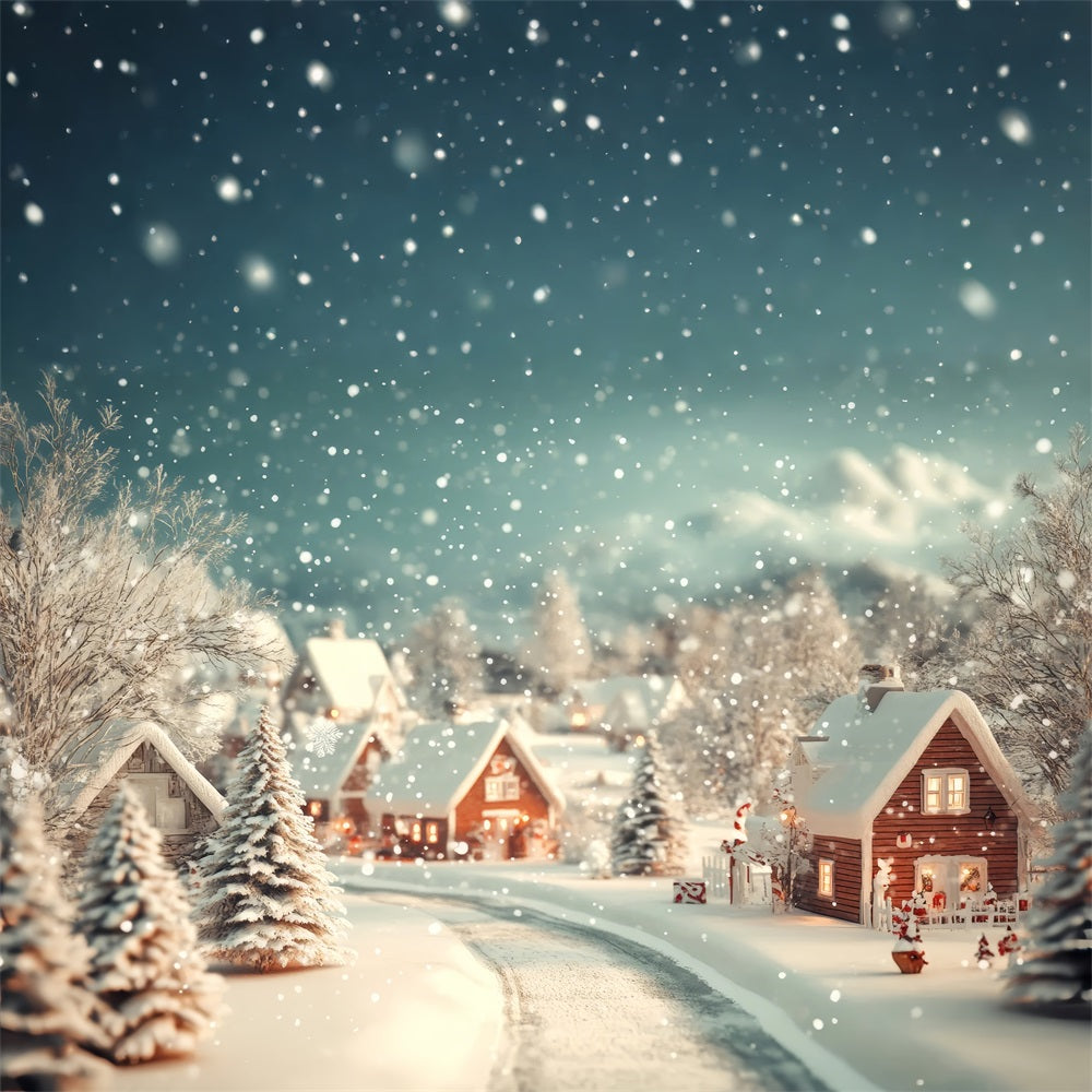 Winter Backdrop Cozy Village Snowfall Backdrop UK BRP11-487