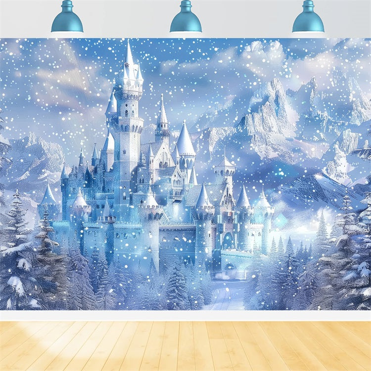 Winter Wonderland Backdrop Frosty Fairy Tale Castle Backdrop UK BRP11-49