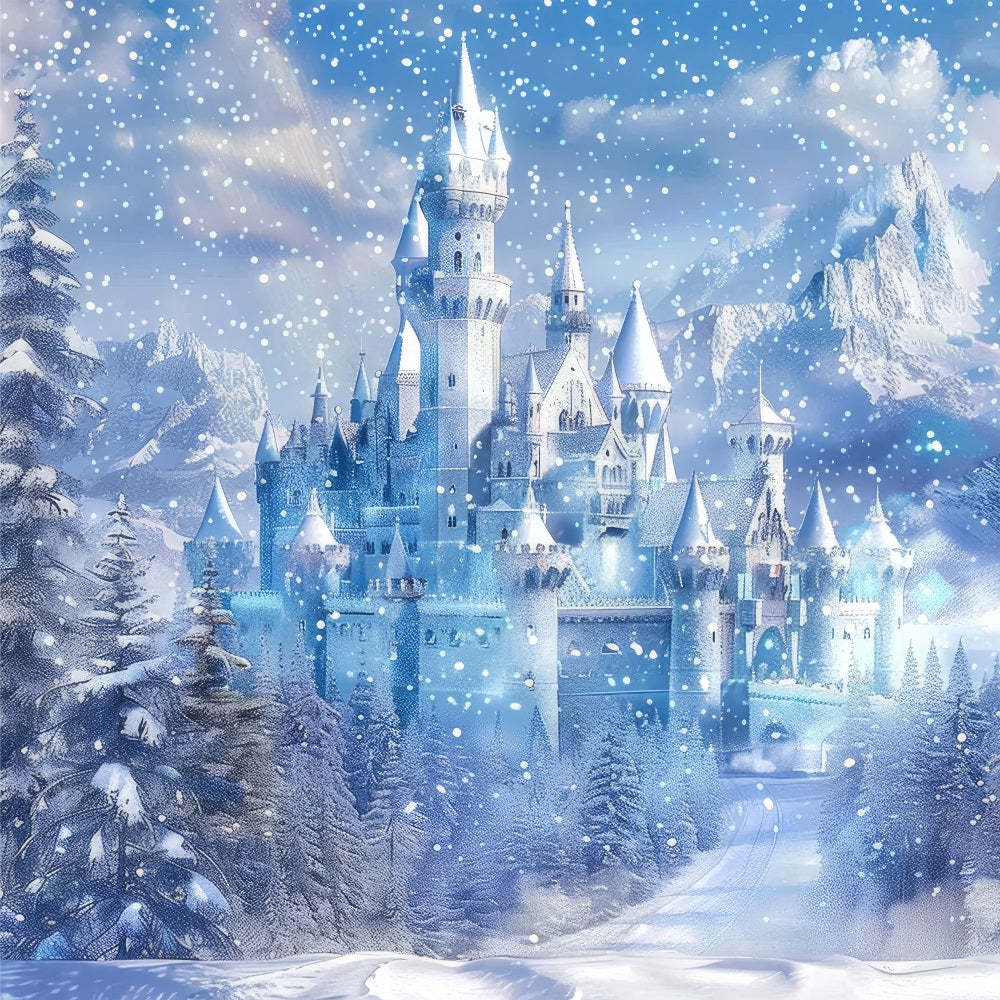 Winter Wonderland Backdrop Frosty Fairy Tale Castle Backdrop UK BRP11-49